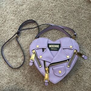 Original Moschino Biker Purple Heart bag